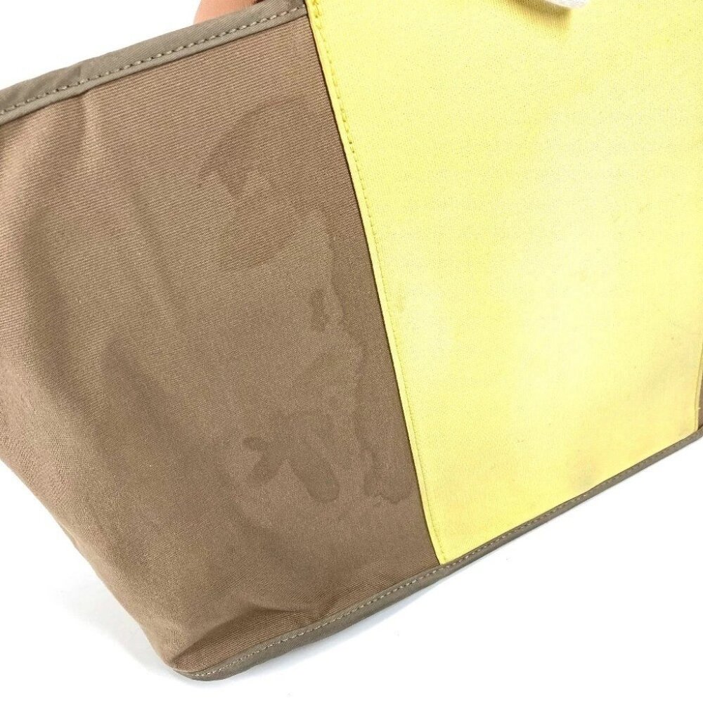 HERMES Bicolor Kabak Elan PM Shoulder Bag Tote Bag Leather/Canvas Beige/yellow - Picture 9 of 16